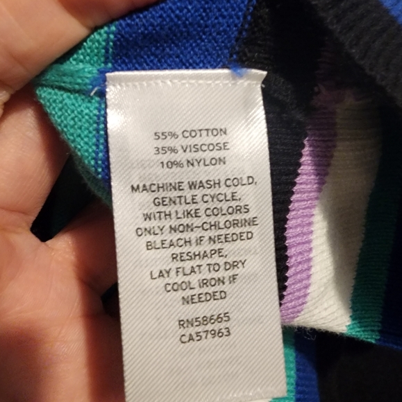 NWT HALOGEN CREWNECK SWEATER Multi Blue Freya Stripe Sz Small - Picture 6 of 6